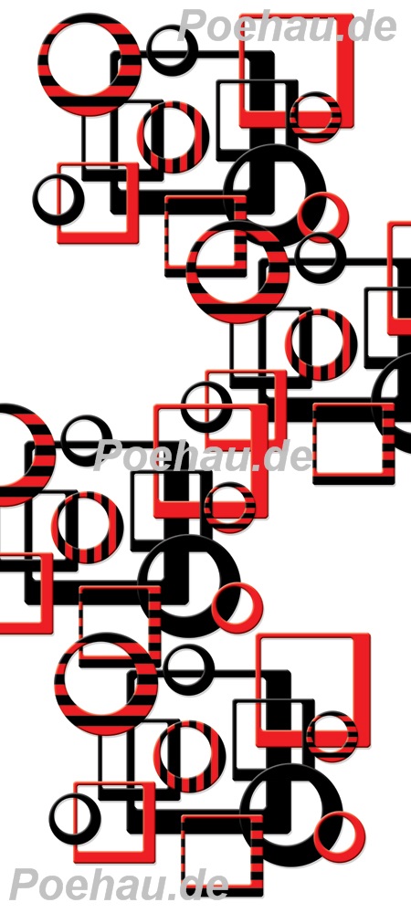 Bild 1 von Bad200129VL0001A Karo Kreise rot schwarz weiß  / (Material) Aluverbund-Rückwand / (Schutzschicht) UV Hartlack matt / (Langzeitgarantie) mit Langzeitgarantie* 5 Jahre