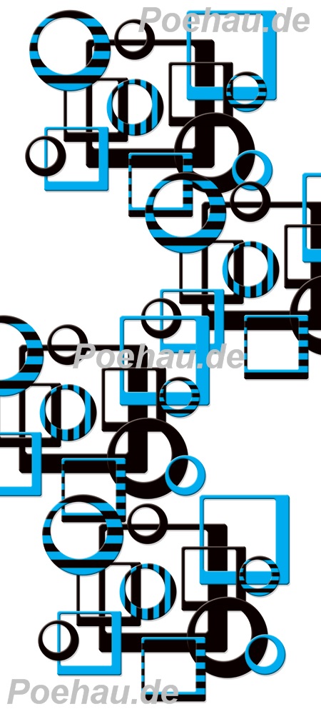 Bild 1 von Bad200129VL0001B Karo Kreise blau schwarz weiß  / (Material) Aluverbund-Rückwand / (Schutzschicht) UV Hartlack glänzend / (Langzeitgarantie) ohne Langzeitgarantie