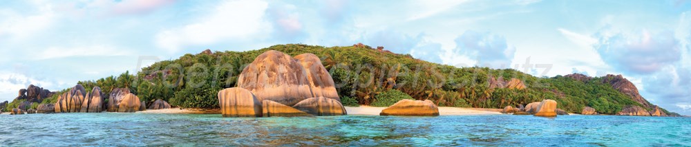 Bild 1 von AvS7255IL8907 Seychellen Strand Steine Felsen  / (Material) Aluverbund-Rückwand / (Schutzschicht) kein Schutzlack / (Langzeitgarantie) ohne Langzeitgarantie