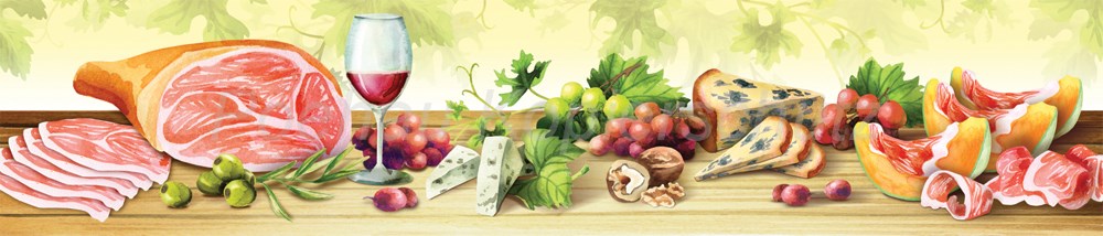 Bild 1 von AvS12916IL7578 Schinken Wein Käse Oliven  / (Material) Hartschaum-Rückwand / (Schutzschicht) kein Schutzlack / (Langzeitgarantie) ohne Langzeitgarantie